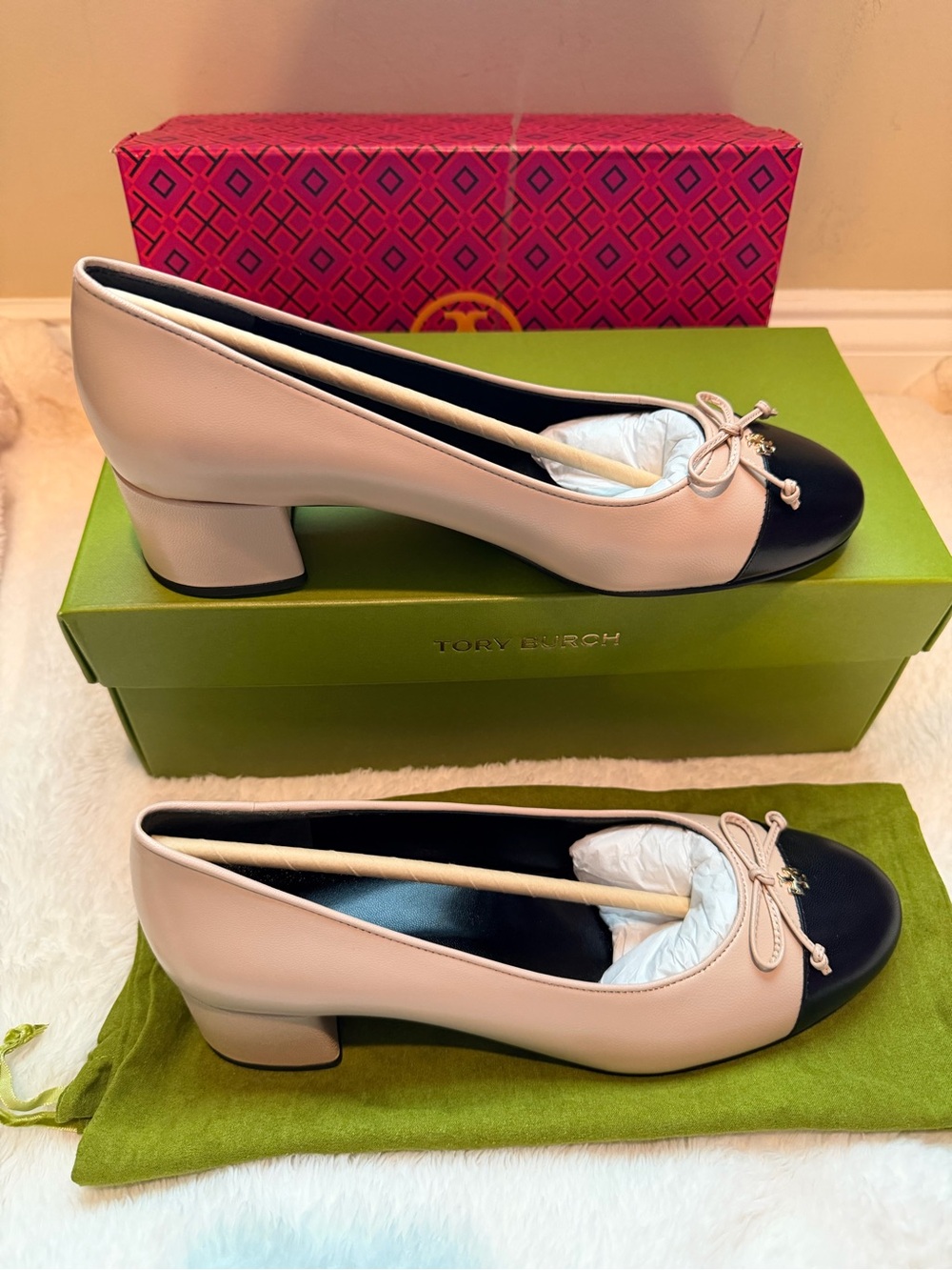 Tory Burch CAP-TOE Block Heel Pump
